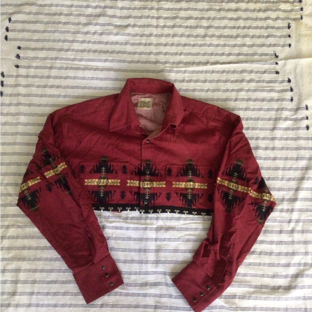 Furst of Kind (LF Stores) cropped printed button down shirt SIZE Medium